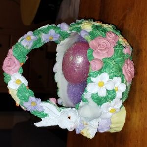 Atico International Ceramic Easter Bunny Floral Basket
